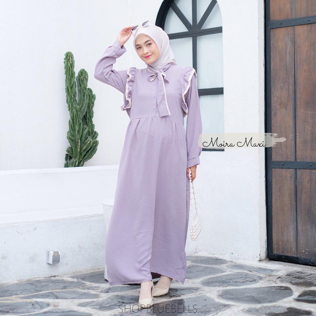 Moira MAxi Dress - Gamis Muslim Rayon Crinkle Renda