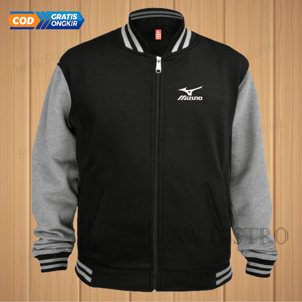 COD Jaket Baseball Varsity Distro MZN Text Putih Premium Quality