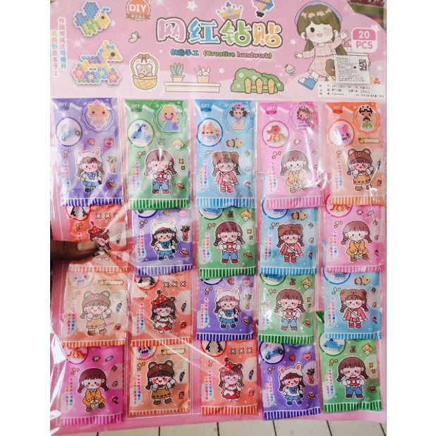 

Stiker DIY Diamond Painting/ Stiker manik manik mute karakter kartun Korea lucu isi 20pcs