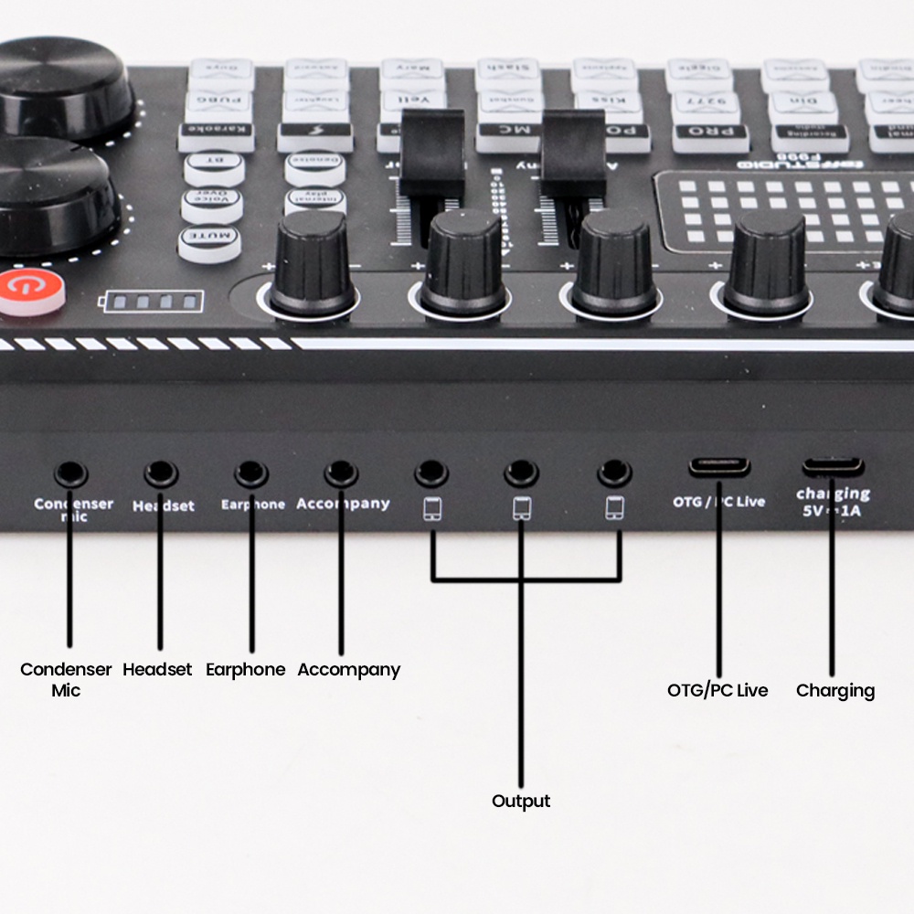 Live Broadcast Sound Card Taffstudio Crust Pro F998 Soundcard Audio Interface Bluetooth Support 3 Handphone