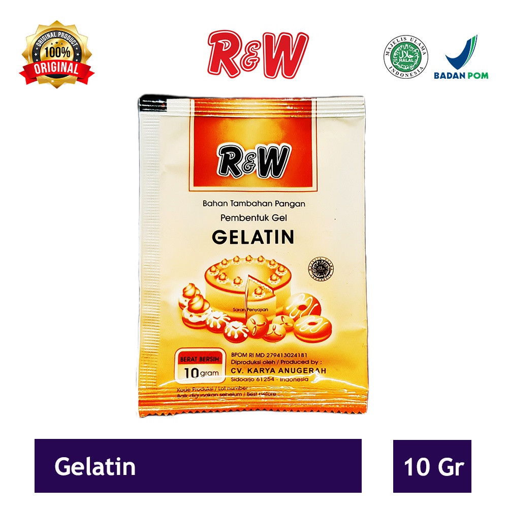 Gelatin Bubuk Gelatin Powder Halal Rajawali R&amp;W 10 gr Pembentuk Gel