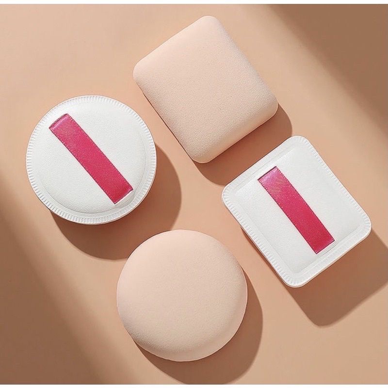 (ISI 2PCS) Sponge Bedak Bulat Segitiga Kotak Spons Bedak Bahan Tebal Spon Bedak