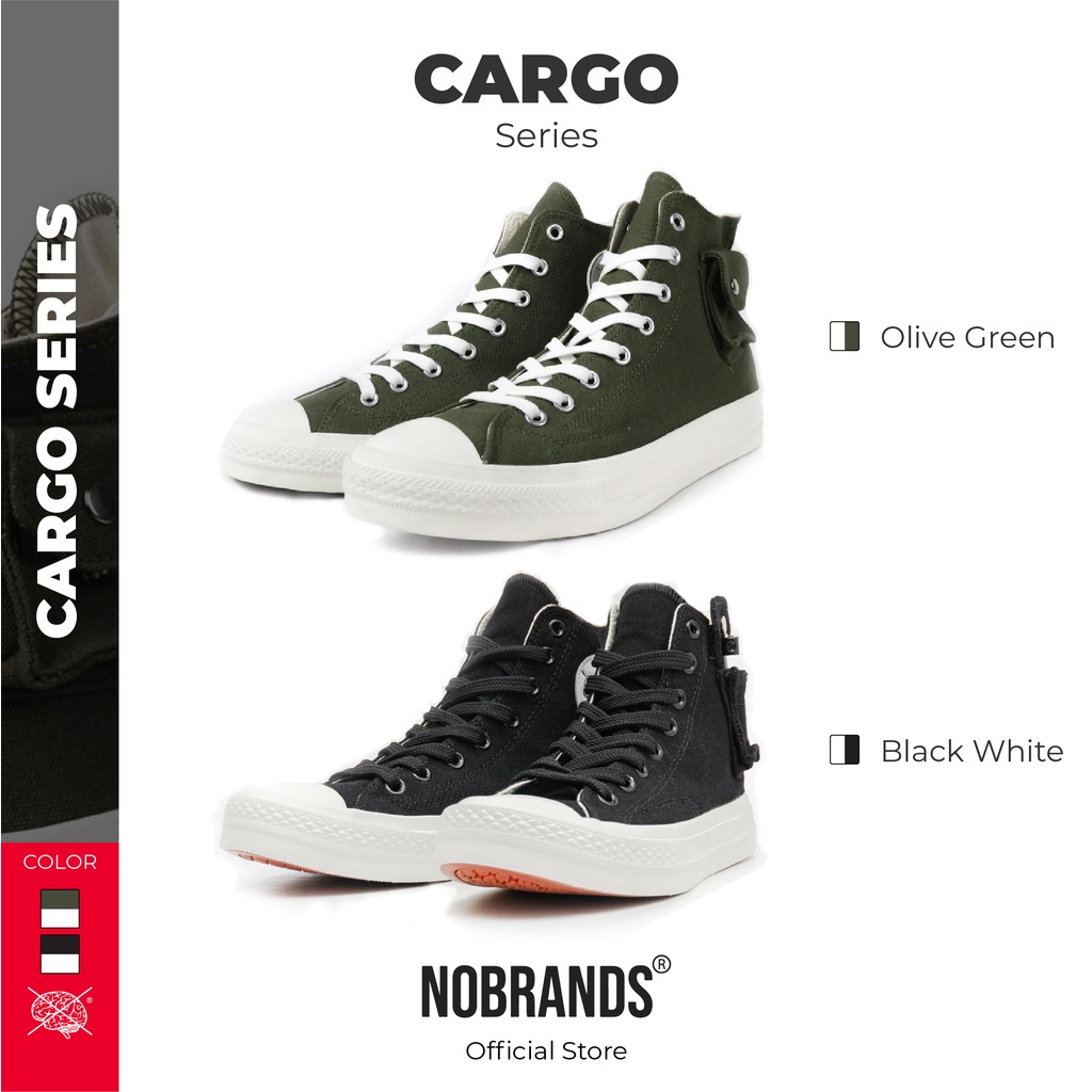 Nobrands - Sepatu Polos "TPS HIGH CARGO OLIVE GREEN & BLACK  - Sepatu Sneakers Pria Wanita