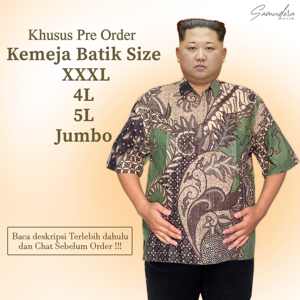 PRE ORDER - Kemeja Batik Pria Size XXXL 4L 5L JUMBO Motif Modern Lengan Panjang Casual Modis Trendy Masa Kini OL 166