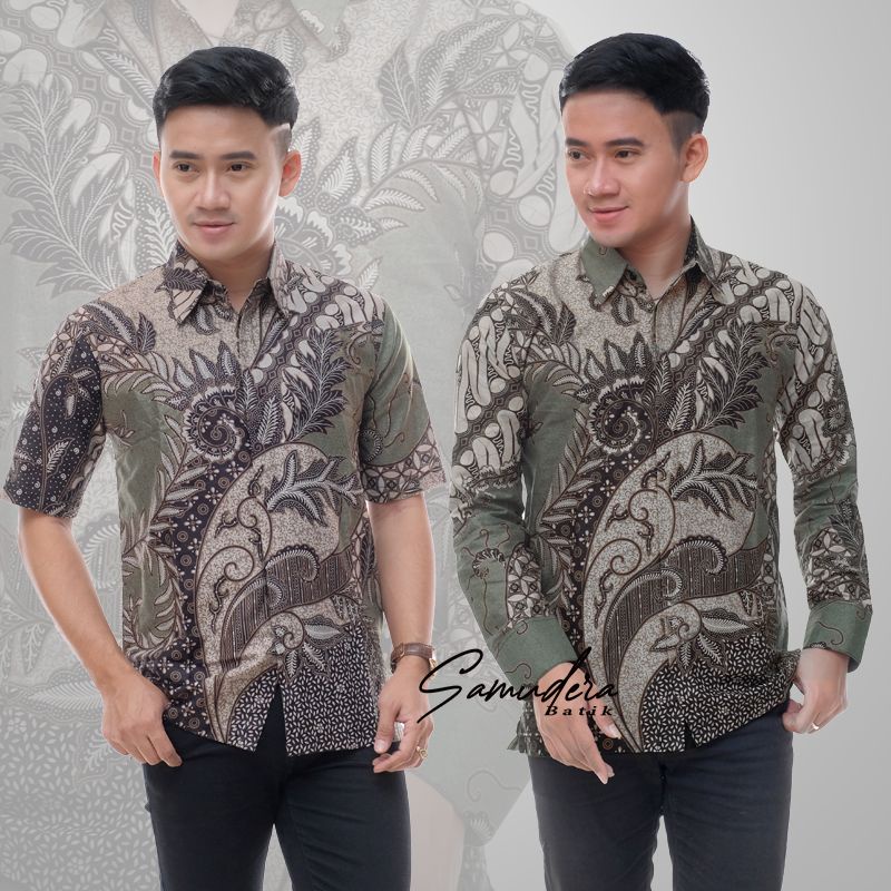 Kemeja Batik Pria Modern Lengan Panjang Casual Modis Slim Fit Trendy Masa Kini OL 170