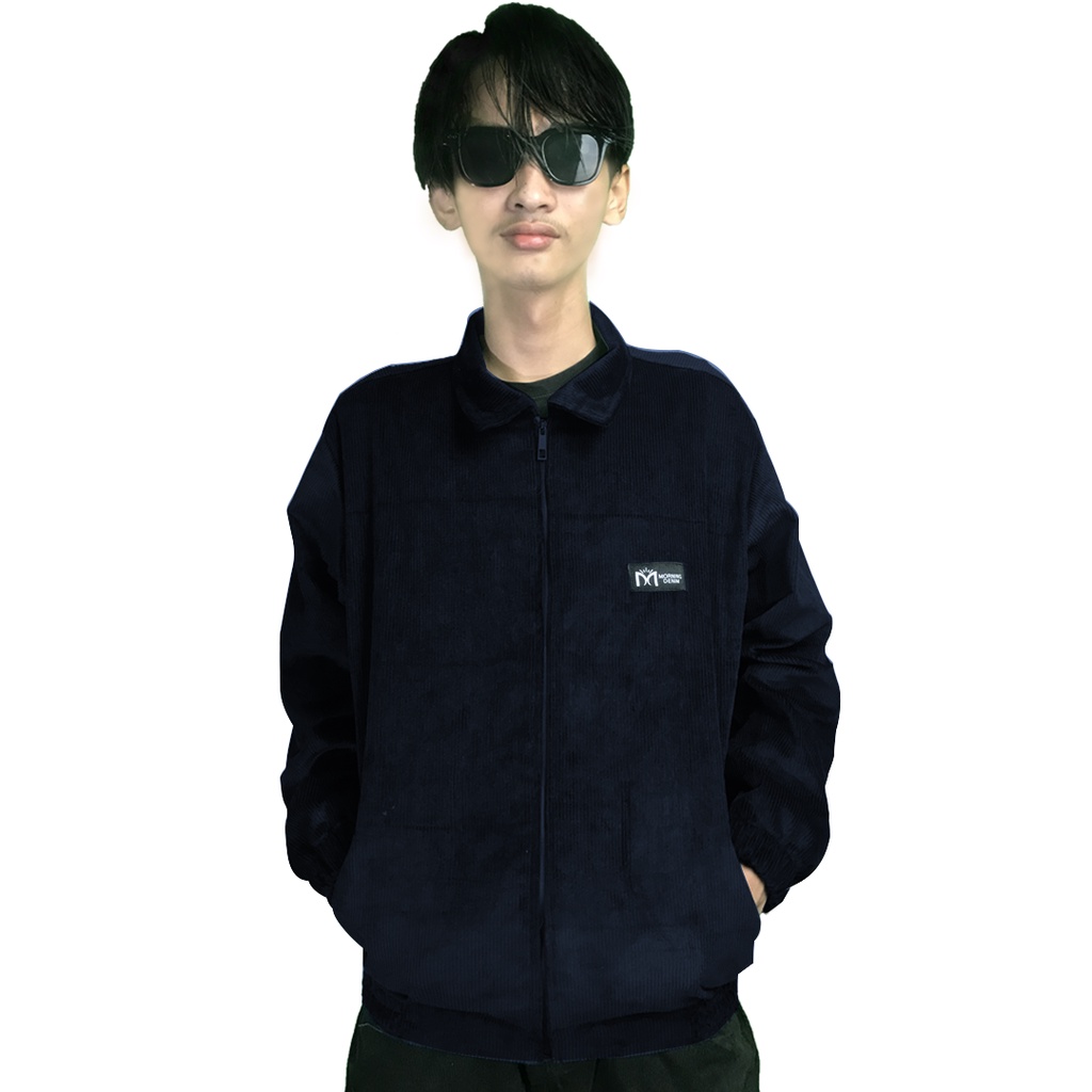 Jaket pria Harrington Jacket corduroy Morning Denim - Dark Navy