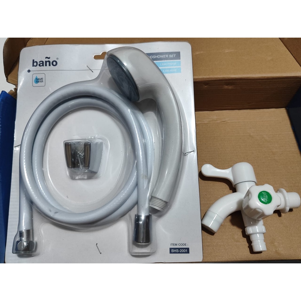 Paket hand shower dan kran cabang plastik high quality