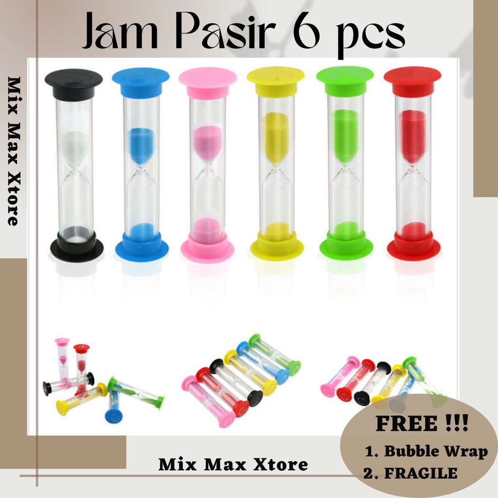 Jam Pasir Colorful Time Sand 6 PCS Penghitung Waktu 30 detik - Mix Color