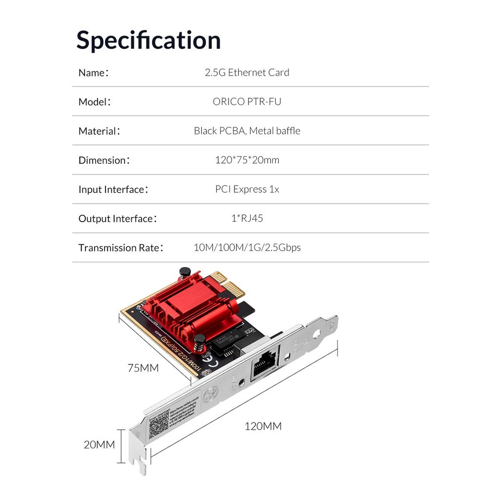 LAN Card Internet 2.5G High Super Speed Transfer Data ORICO PTR-FU