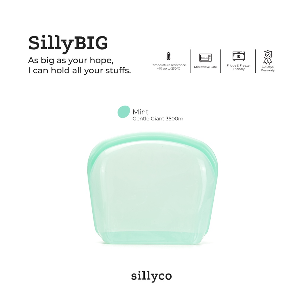 Sillyco - SillyBIG Gentle Giant - Standing Reusable Silicone Food Storage - Sillybag / Sillyup / Silly Up / SillyBig/ Penyimpanan Pompa Asi