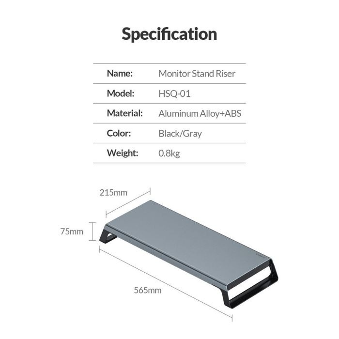 Meja Aluminium Polos ORICO HSQ-01 Monitor Stand Riser Komputer