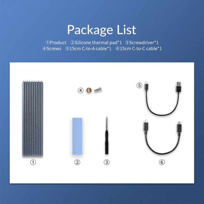 Case Memori HDD Internal ORICO M2PJM-C3 M.2 SSD Enclosure Aluminium