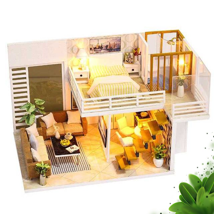 [COD] Miniatur Rumah Boneka Kayu DIY Doll House Wooden Furniture Mini Mainan Anak Perempuan Barbie K