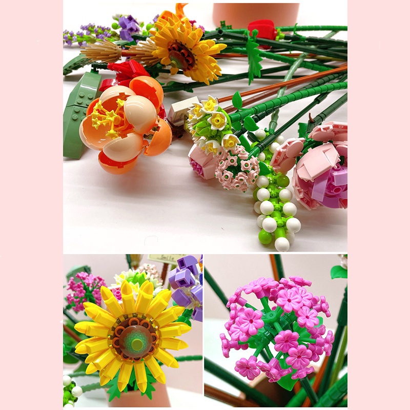 LOZ Mainan Balok Susun Flower DIY Bangunan Buket Bunga Immortal Untuk Dekorasi Building Nano Block / Flower Bouquet DIY Untuk Dekorasi Meja Hadiah Ulang Tahun