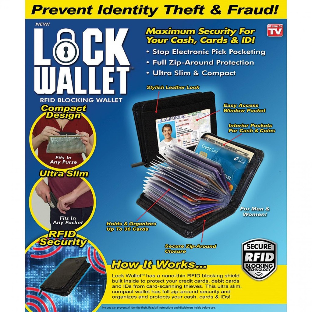 Block Wallet Dompet Kartu Kredit Secure RFID Blocking Antui Thief Cards Purse Anti Maling Travel Holder Bahan Kulit Multifungsi 18 Slot Pria Wanita Fashion