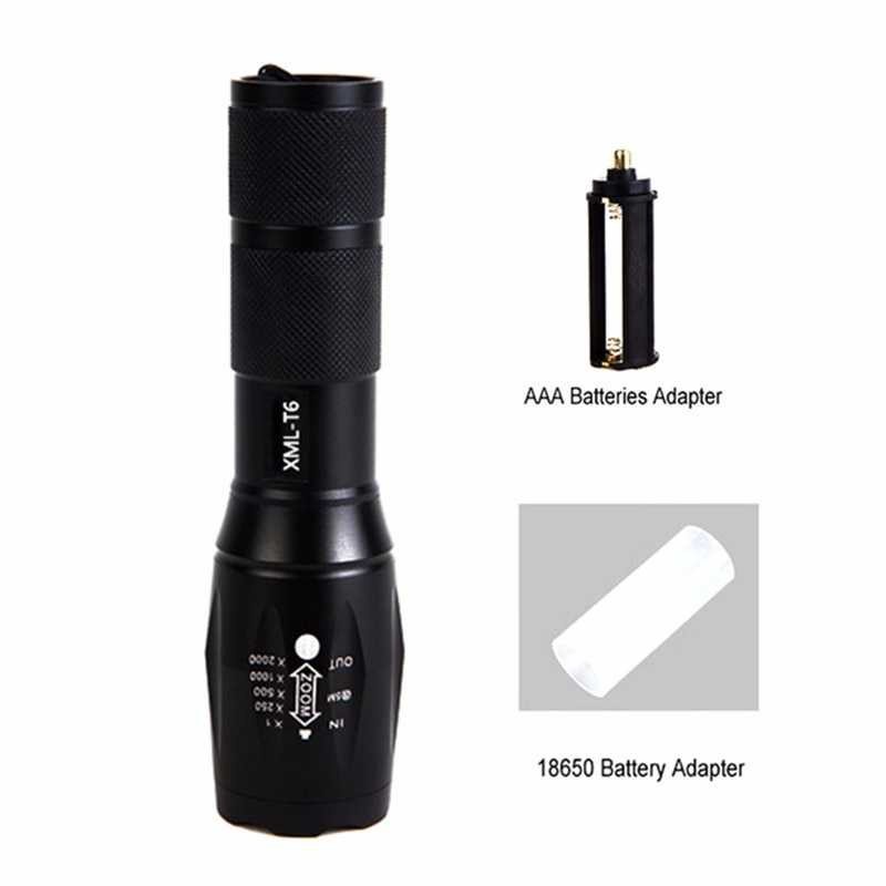 E17s E17 Senter Kecil LED Cree XM-L T6 3800 8000 2000 Lumens Modes Mini Flashlight Battery Powered Charger Rechargerable Hitam Lamp Penerangan Cahaya Pencahayaan Kecil Outdoor Tentara Portable