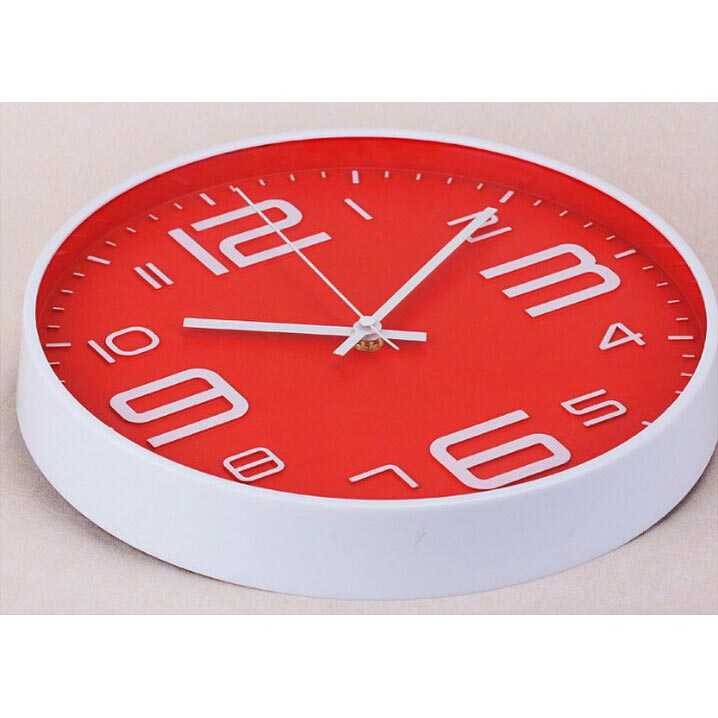 Jam Dinding Bulat Quartz Creative Design Modern Clock Wall Watch Battery Powered AA Batteries