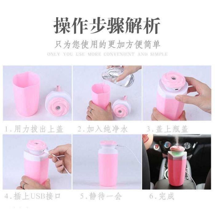 Pelembab Udara Elektrik USB Humidifier Mobil Car Flower Style 250ml Portable