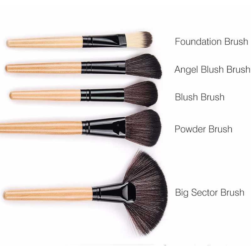 Brush Make Up 32 24 15 Set Dilengkapi Case Pouch Kuas Makeup Lengkap Aplikator Kosmetik Blush On Powder Eyeshadow Alis Murah Premium Besar MUA Profesional Original