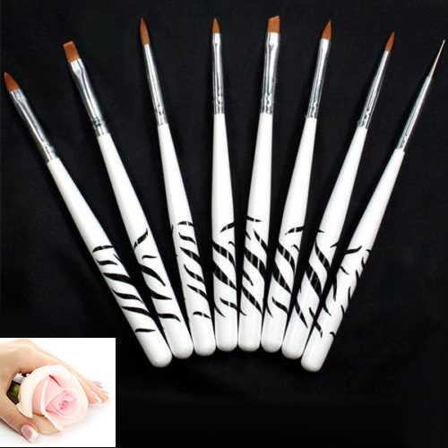 Brush Kuas Kutek Kuku Zebra Design Nail Art Arts Set Tool Drawing Draw Pen Polish Brushes 8PCS