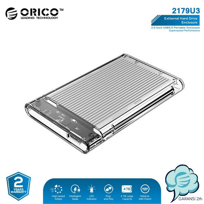 ORICO 2179U3 HDD Cover Hard Drive 2.5 Inch Enclosure Clear Transparan