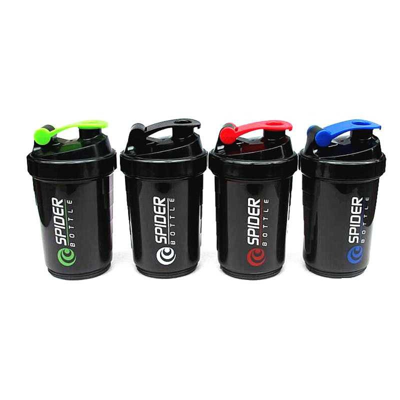 Spider Botol Minum Whey Protein GYM Shaker Elektrik Mesik Electric Bottle 3 Part 500 ml Portable Design High Quality Hitam Kocok Aduk Pengaduk Otomatis Praktis