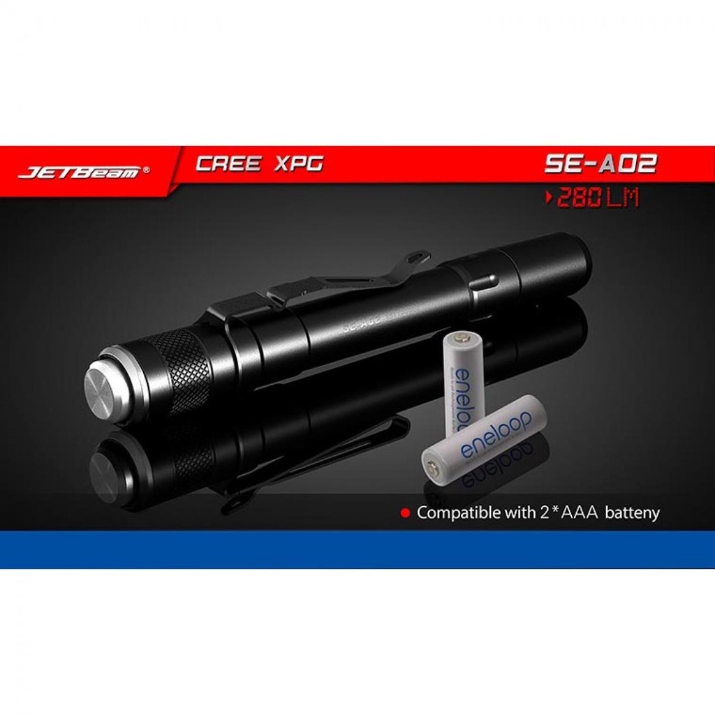 Jetbeam SE-A02 Senter Tiny Pen LED Penlight Flashlight CREE XP-G3 280 Lumens Slim Design Flash Light