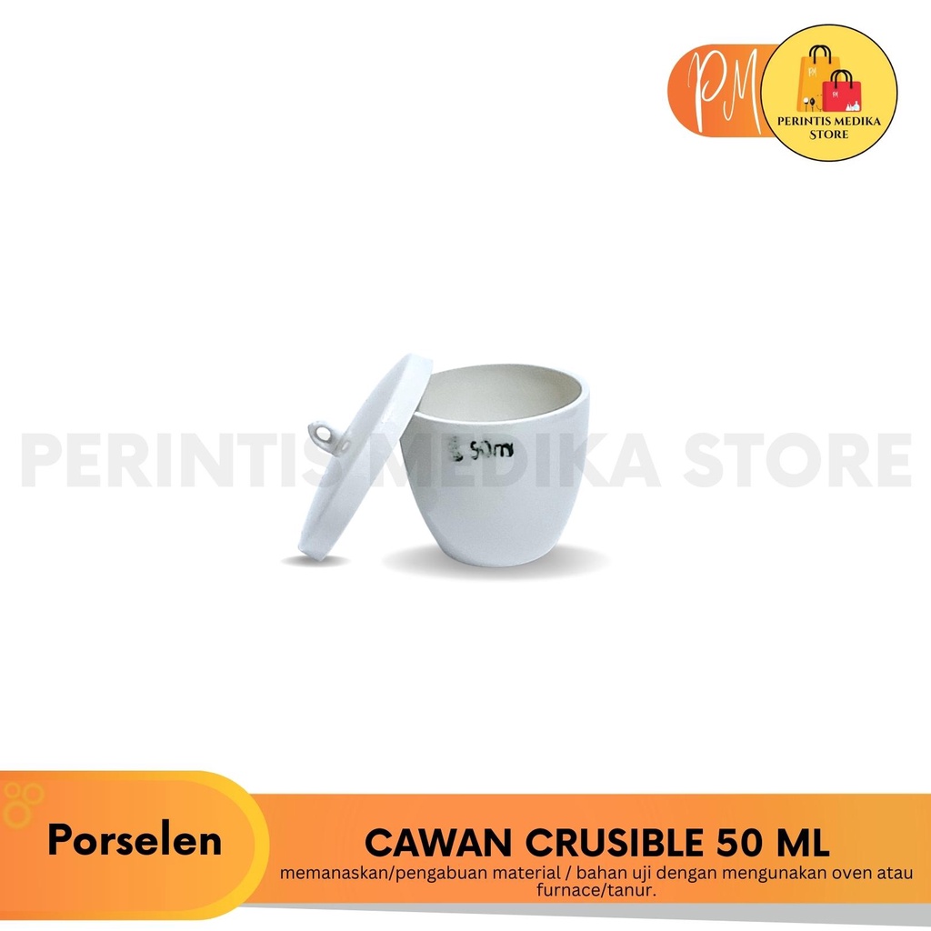 Cawan Crusible 50ml + Tutup l Cawan Krusibel