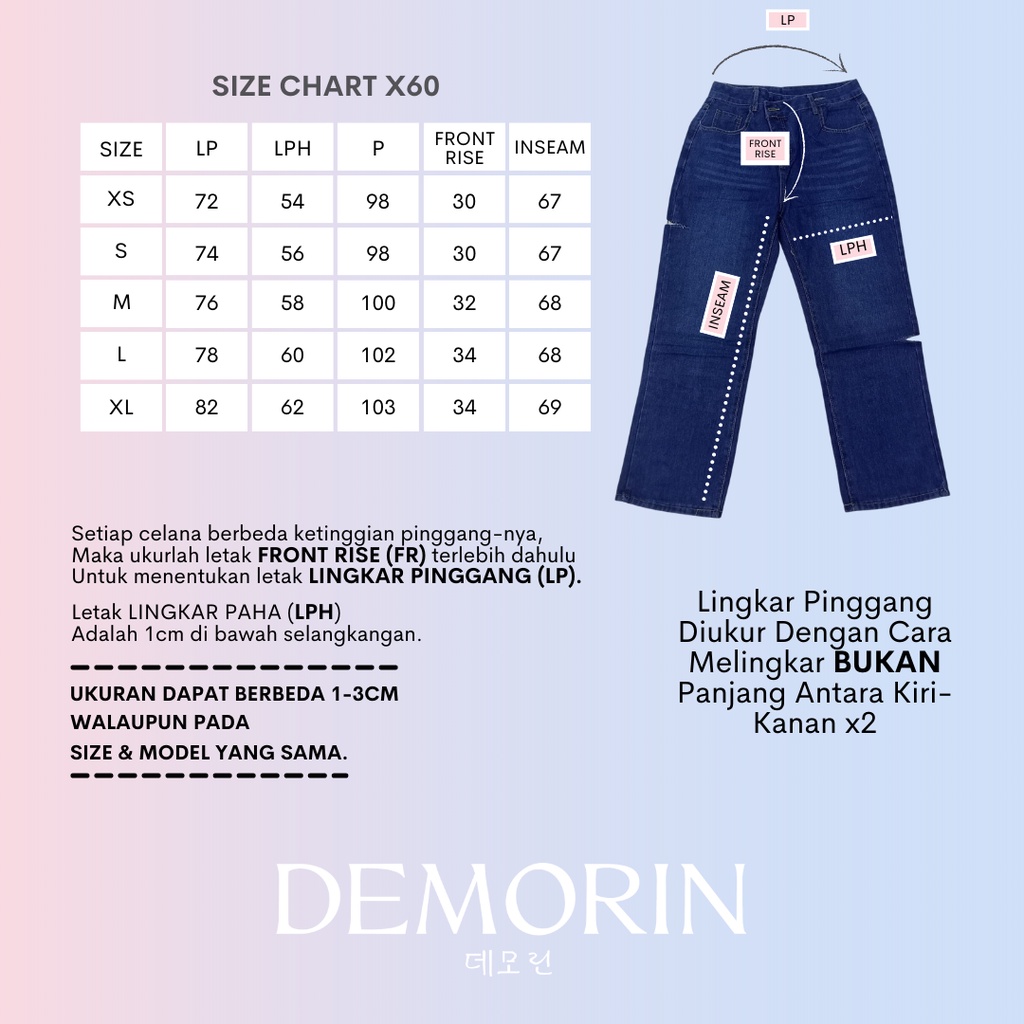 DEMORIN - Straight Ripped Jeans Highwaist Wanita Kekinian - x60