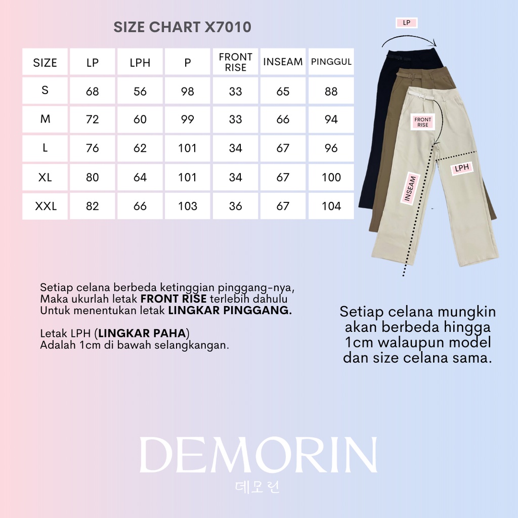 DEMORIN - Celana Panjang Bahan Highwaist Model Straight Throuser X7010