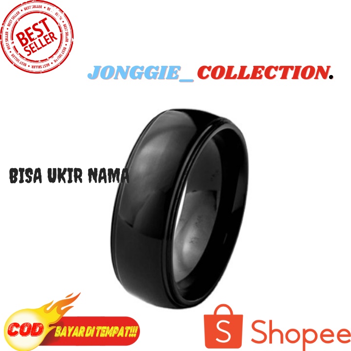 Cincin Hitam Polos Bisa Ukir Nama Cincin Couple Terbaru Cincin dan free Box love Pasangan BIsa Cod