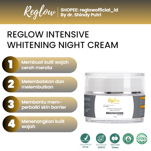 NIGHT CREAM Reglow dr Shindy Skincare Krim Malam Glowing Whitening Original Official