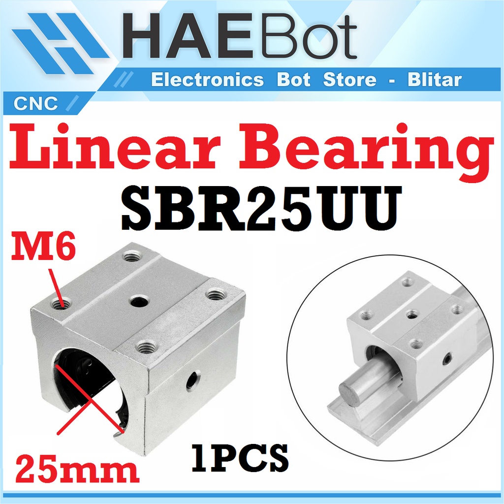 [HAEBOT] SBR25 SBR25UU Linear Ball Bearing Bushing Slider 25mm Block CNC Motion Slide Mekanik Klaker Dudukan