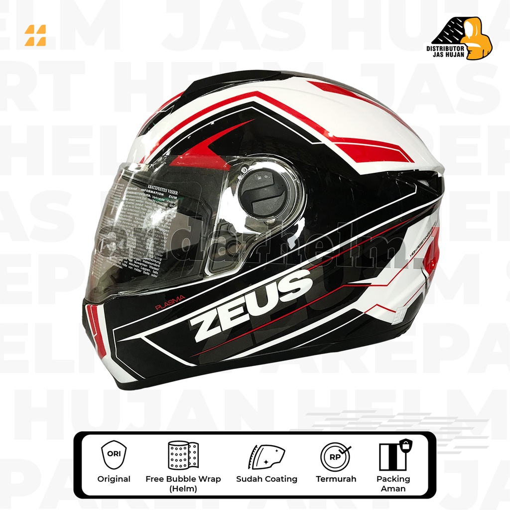 Helm Full Face Zeus 811 White AL5 Red
