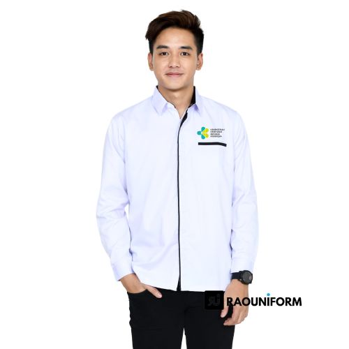 Kemeja Putih Resmi Kemenkes/Kemeja Putih Kementerian Kesehatan/Kemeja Putih Kemenkes/Baju Kemenkes Lengan Panjang/Baju Kemenkes Lengan Pendek