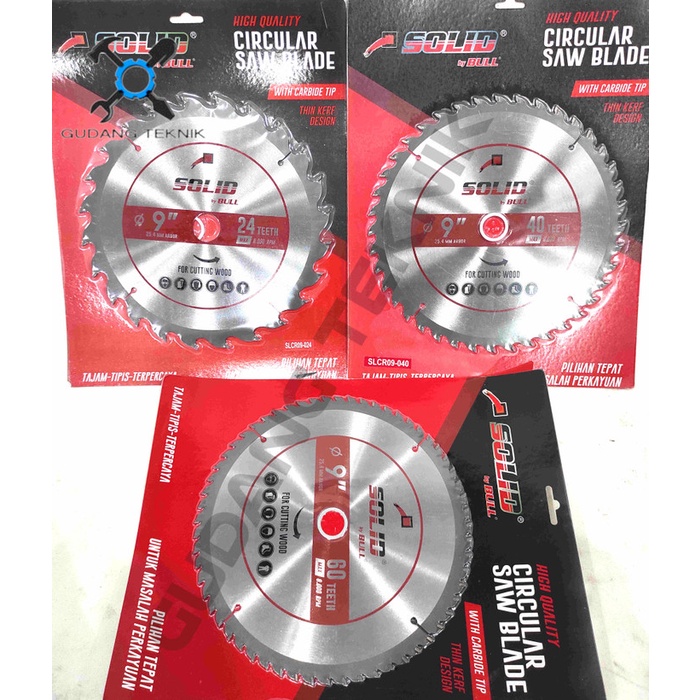 (SILVER) Mata Pisau Kayu Gergaji Circular Saw TCT TIPIS 25mm SILVER 9&quot; 24T 40T 60T SOLID / Circular Saw Blade 9&quot; x 24T 9&quot; x 40T 9&quot; x 60T Mata Gergaji Circle 9 Inch SOLID