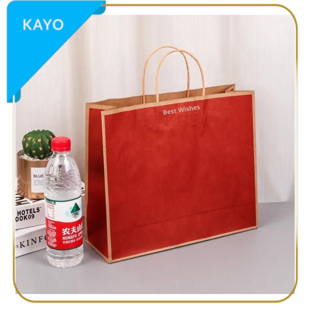 

paper bag warna lis XL motif tulisan Kantong karton packaging kotak souvenir ZAKKA