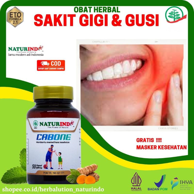 Obat Sakit Gigi Berlubang Ampuh Sakit Gigi Dan Gusi Bengkak Penguat Gigi Goyang Cabone Naturindo Oba