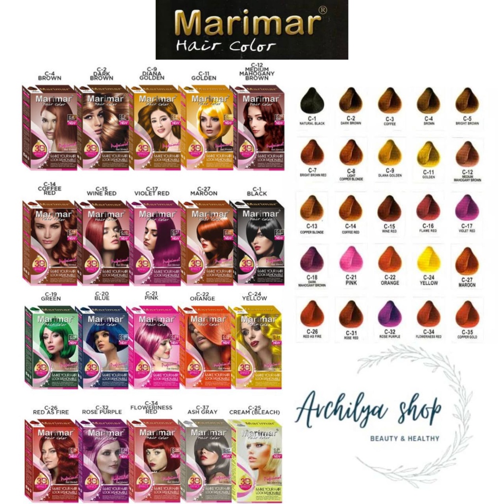 Marimar Hair Color 3D Permanent 30ml Pewarna Rambut