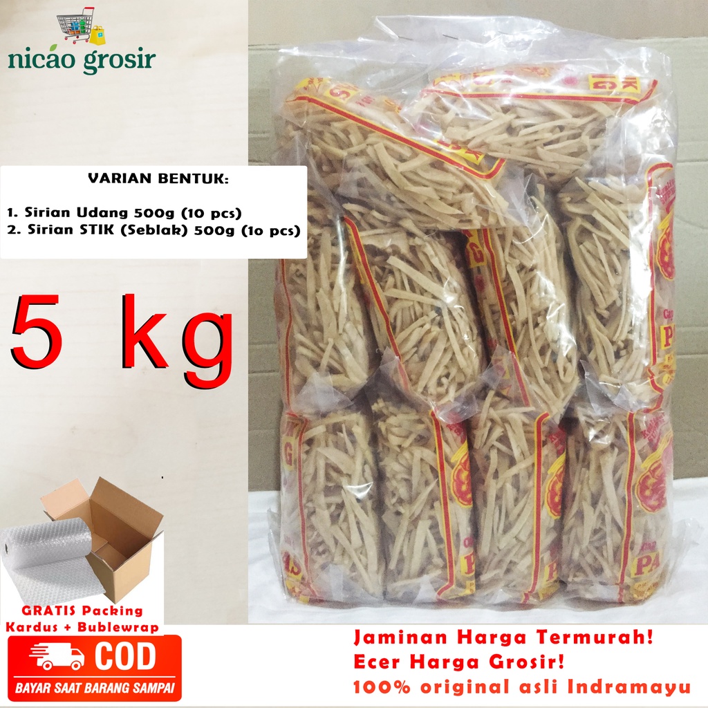 

Grosir 5 kg Kerupuk Udang PADI KAPAS SIRIAN (Sirian Udang, STIK udang) 500g isi 10 pcs (1 Bal) kerupuk seblak krupuk udang asli Indramayu paket sembako lebaran dan hari raya