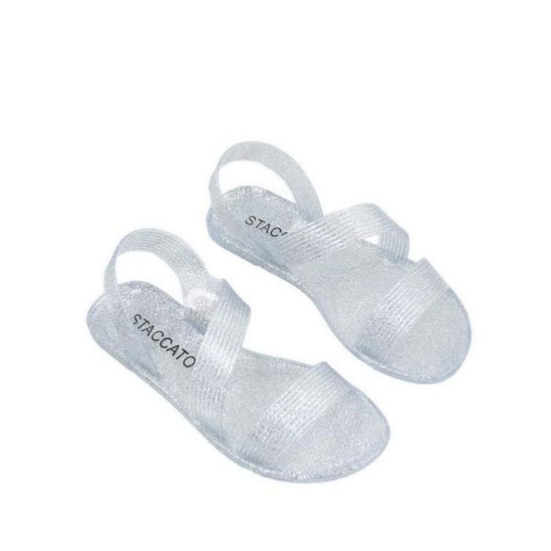 staccato jelly shoes sandal staccato original silver glitter new