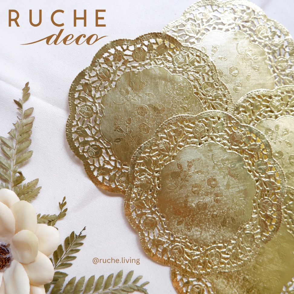 

RUCHE DECO - Paper Lace Doilies Gold Kertas Alas Renda Emas Kertas Doilies Kertas Journal Deco