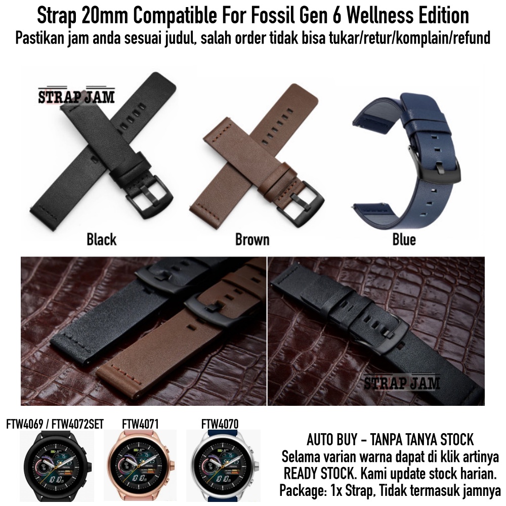 Modern Strap F0ssil Gen 6 Wellness Edition - Tali Jam Tangan 20mm Leather Kulit