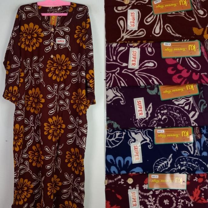 Daster Kencana Ungu Lengan Panjang Jumbo Label Coklat