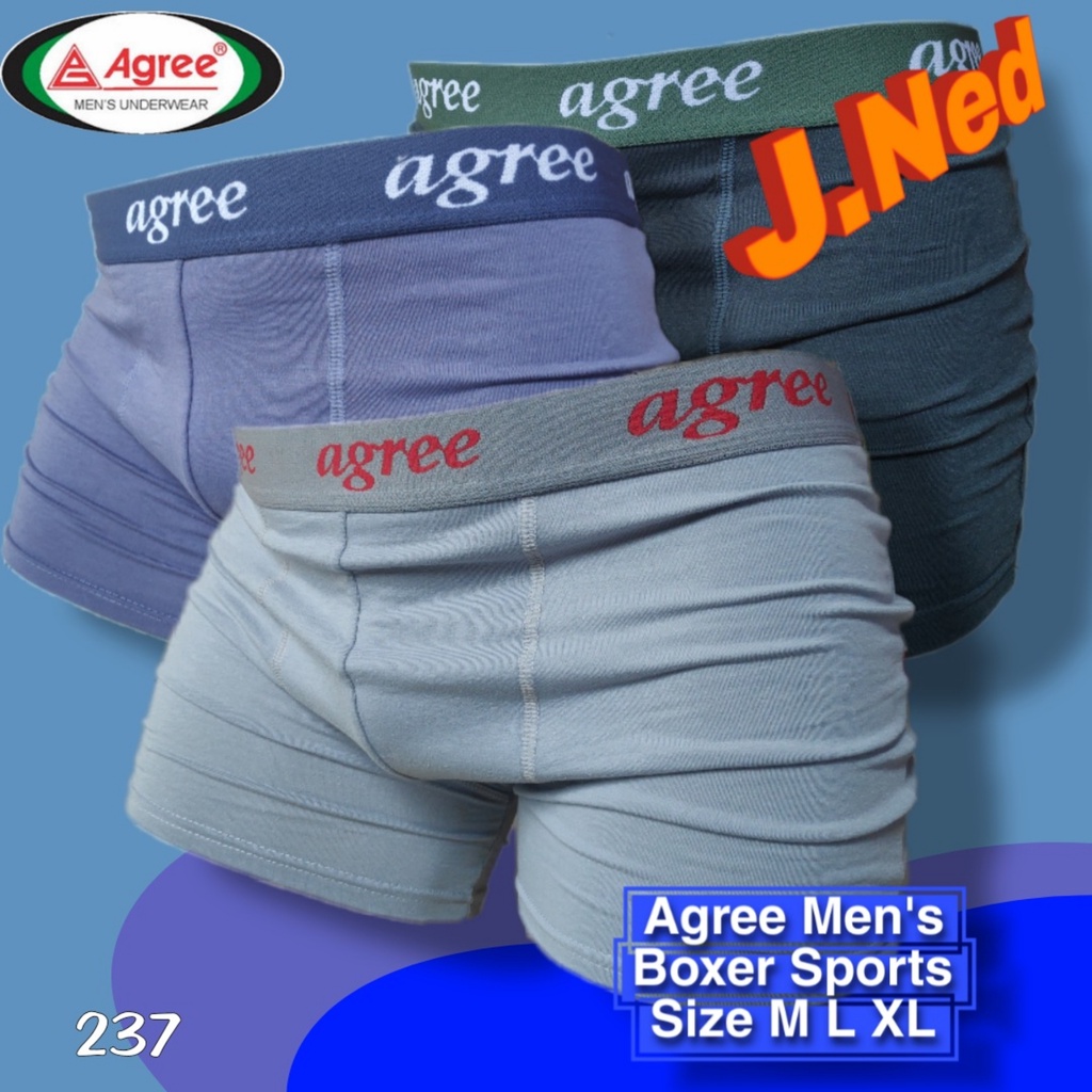 J237T (PER 3PCS) CELANA DALAM BOXER PRIA AGREE SIZE M - XL