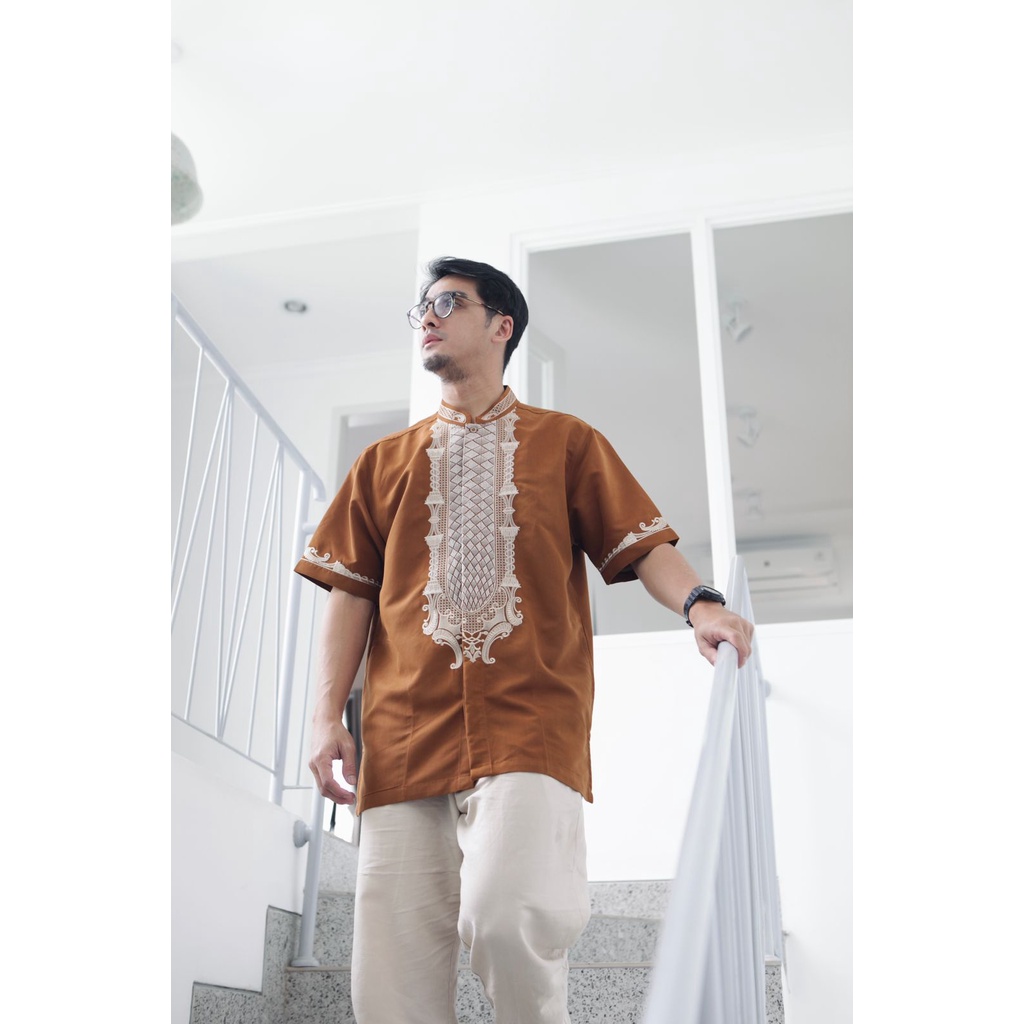 BENHILL Taqwa Koko Bordir Pria "Ricky Harun" Pendek Coklat 2344-45-46