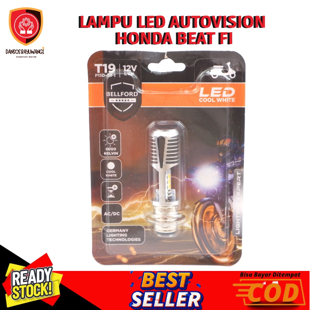 Lampu LED Motor AUTOVISION Honda Beat F1 (Putih) Bohlam RZ1 P15D-25-1LED