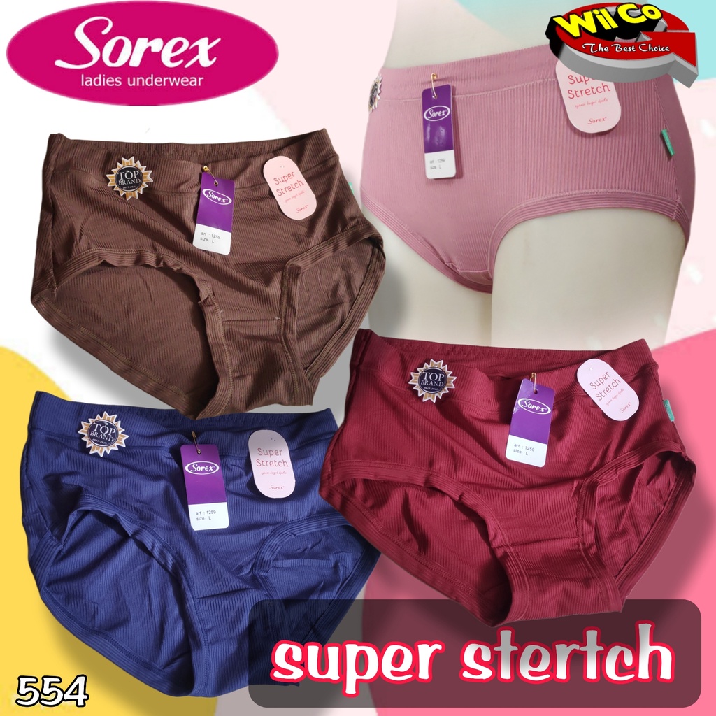 K554 - (Harga Per 1 Potong) CELANA DALAM PAKAIAN WANITA PAKAIAN DALAM SOREX SUPER STRETCH SIZE M - QL
