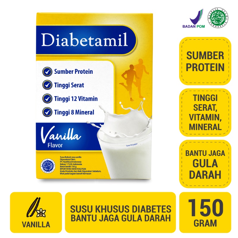 Bravo Supermarket Tulungagung - Susu Diabetamil Vanilla 150 g - Susu Khusus Diabetes Jaga Gula Darah