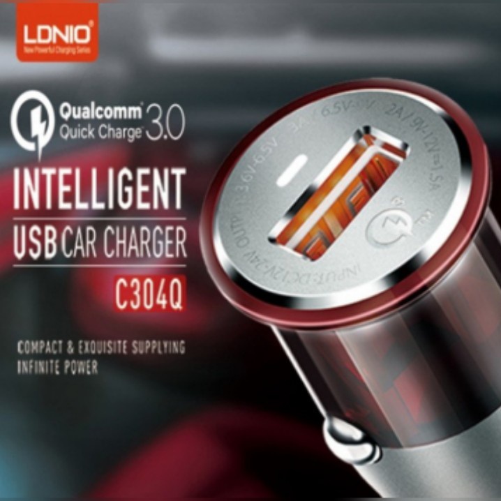 Car Charger LDNIO C304Q 18W Qualcomm 3.0 Fast Charging LDNIO C304Q